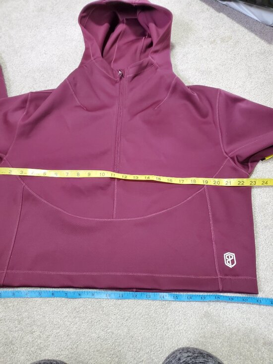 BORN PRIMITIVE Convertible Pullover Hoodie 1/2 Zip Cropped Sangria Women's XL - Picture 12 of 13